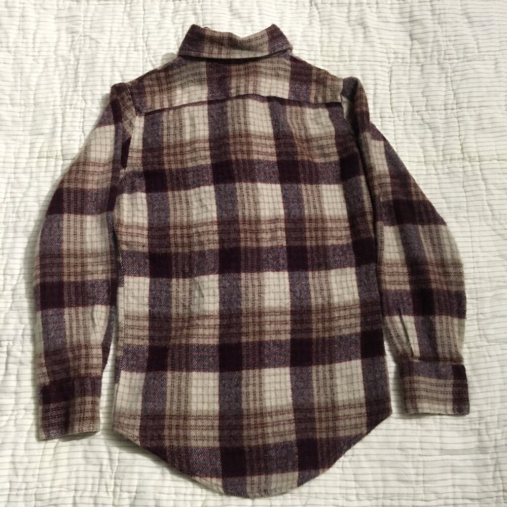 Vintage 70-80s JCPenney Acrylic Plaid Flannel Button Up Shirt Boys Size 12 - Picture 4 of 5
